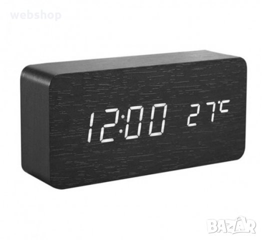 Настолен LED часовник, винтидж, календар, термометър, -10°C до 50°C, снимка 2 - Други - 35451563