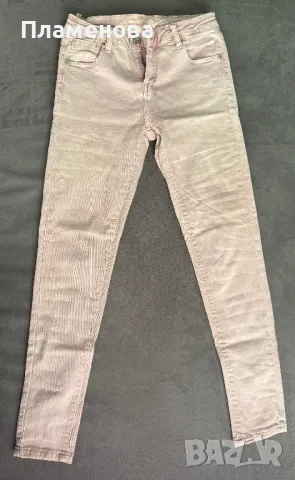 Дамски дънки пепел от рози с панделка - M, снимка 2 - Дънки - 49488632