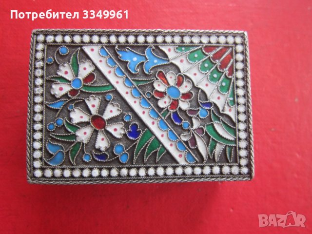 Руска сребърна кутия кибритник с емайл Царска Русия, снимка 6 - Други ценни предмети - 36693390