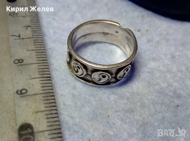 СТИЛЕН АРТ ДИЗАЙН СРЕБЪРЕН ПРЪСТЕН Тип ХАЛКА ЛАКИРАНО СРЕБРО 925 с Ин и Ян ОРНАМЕНТИКА 48568, снимка 8 - Пръстени - 49704290
