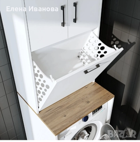 Шкаф за пералня с кош за пране, снимка 2 - Шкафове - 52392407