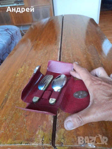 Стари сгъваеми вилица и лъжица П.Денев #3, снимка 2 - Други ценни предмети - 51869981