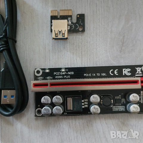 Професионални PCI-E Riser VER009S-PLUS – 8 Кондензатора, USB 3.0 (Налични 6 бр.), снимка 3 - Кабели и адаптери - 53995186