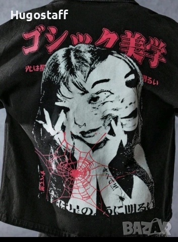 Нова дънкова риза яке Harajuku Style овърсайз блуза тениска фланелка т шърт Л Хл, снимка 2 - Ризи - 51766463