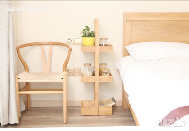 Етажерка, Бамбуков стелаж с 4 рафта, снимка 3 - Етажерки - 42682866