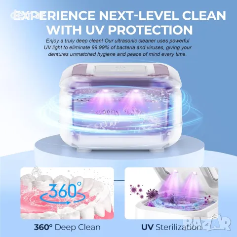 Ултразвуков почистващ апарат за фиксатори, 42kHz с UV почистване и два режима, снимка 3 - Други - 48966999