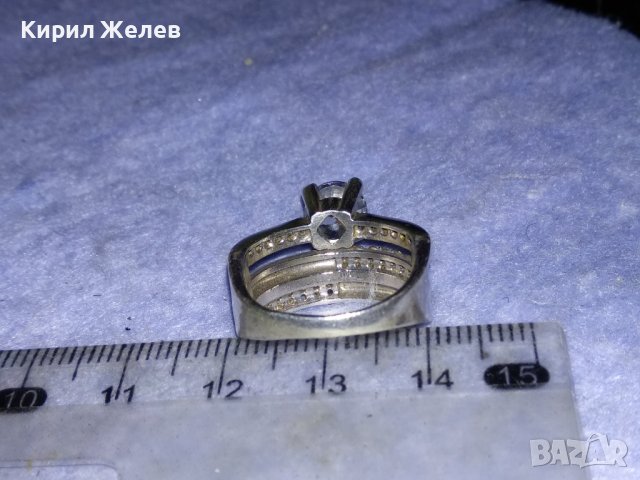 СКЪПОЦЕНЕН СРЕБЪРЕН ПРЪСТЕН АРТ МОДЕЛ СРЕБРО 925 с БЯЛА ПОЗЛАТА и ГОЛЯМ ФАСЕТИРАН ЦИРКОНИЙ 17397, снимка 14 - Пръстени - 40556727