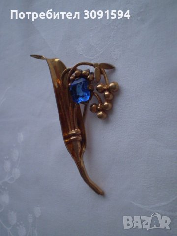 Арт Деко брошка цвете жълт метал 