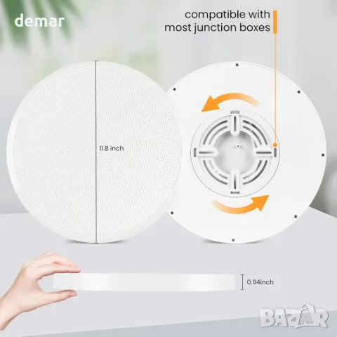 DEEPLITE Таванни осветителни тела за скрит монтаж, 24 W, бели, 3 броя, 29 см, снимка 7 - Лед осветление - 47434790