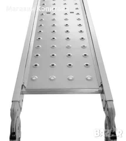 Сгъваема стълба + платформа + рафт  5,6м. раб. височина, снимка 3 - Други машини и части - 48235016