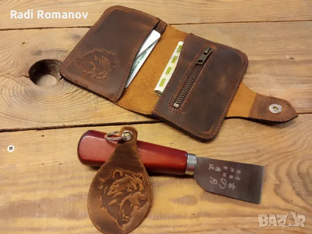 Ръчно изработен мъжки кожен портфейл , снимка 6 - Портфейли, портмонета - 48486090