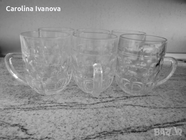 Халби за бира – 6 броя, дебело стъкло, много добро състояние, снимка 1