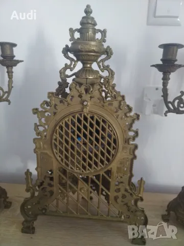 Комплект каминен часовник с два свещеника. , снимка 3 - Колекции - 48917253