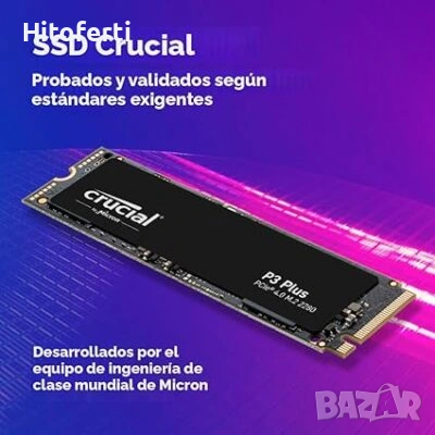 Памет SSD 1TB, Crucial P3 Plus, NVMe, M.2 (2280), скорост на четене 5000MB/s, скорост на запис до 42
