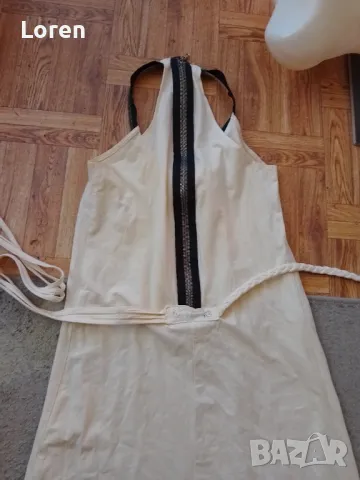 Дълга рокля много бледо жълто с колан , снимка 5 - Рокли - 47676854