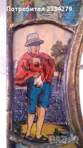 Картина с огледало донесена от Германия,рисувани стъкла уникална изработка,, СТЪКЛОПИС"., снимка 11 - Антикварни и старинни предмети - 32889561
