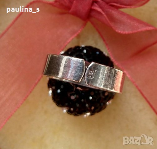 Нов сребърен пръстен с регулация, проба 925 / топка в черно бяло с кристали "Swarovski" , снимка 10 - Пръстени - 29670193