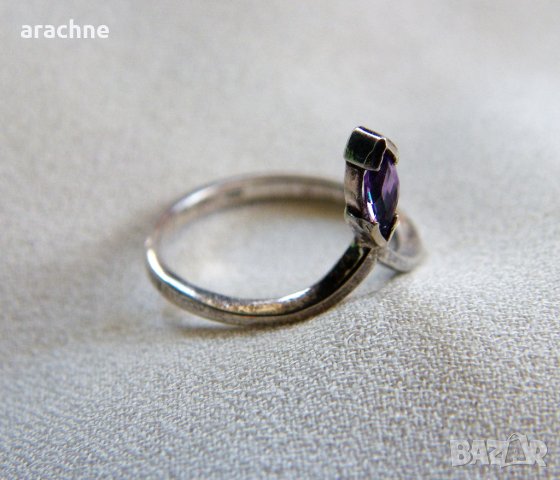 Френски сребърен пръстен за втора фаланга с шпинел, снимка 6 - Пръстени - 37476024