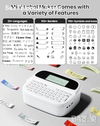 Нов Компактен Phomemo M950 Bluetooth принтер за етикети 12mm с клавиатура, снимка 4 - Принтери, копири, скенери - 47367881