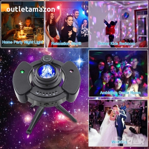 LED звезден проектор с Bluetooth високоговорител и дистанционно управление, снимка 6 - Друга електроника - 52856977