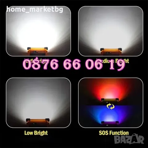 LED соларен прожектор 100W, LED Соларна къмпинг лампа 100W, размер 210х170 мм, снимка 6 - Къмпинг осветление - 50233815