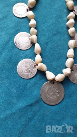 Стара седефена броеница със сребърни монети, снимка 3 - Антикварни и старинни предмети - 44434690