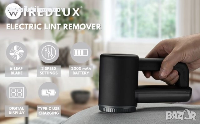 Акумулаторна самобръсначка за дрехи и мебели,Регулируемо ножче с 3 скорости,LED дисплейUSB зареждане, снимка 2 - Други стоки за дома - 52988383