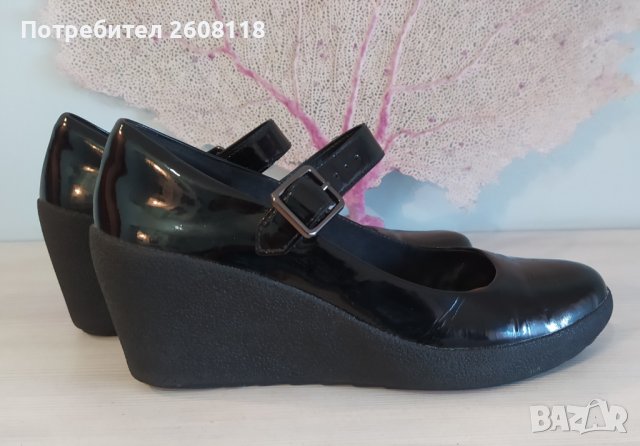 CLARKS черни, лачени – на платформа, № 40, снимка 7 - Дамски ежедневни обувки - 38445464
