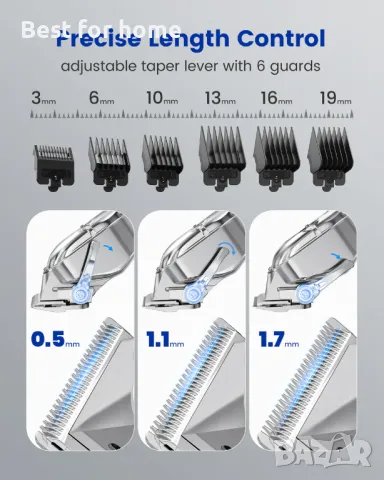 Машинка за подстригване, тример със 6 приставки  за мъже от  GLAKER, снимка 3 - Машинки за подстригване - 50363731