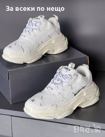 Triple S All-Over Logo White Унисекс👟Дамски Бели Маратонки👟Мъжки Спортни Обувки Код SEM-450, снимка 3 - Маратонки - 55871363