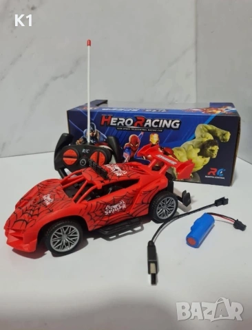 Кола с Радиоконтрол Спайдърмен/Хълк с презареждаща се батерия, Spiderman/Hulk rc/car
