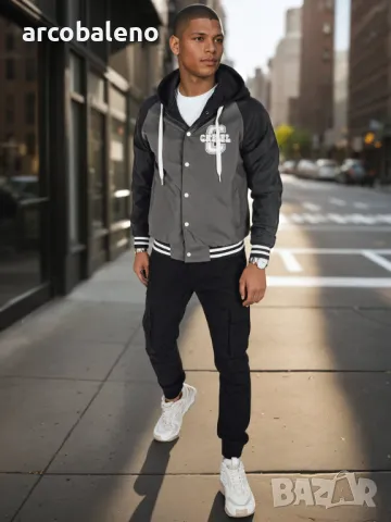 Мъжко двулицево бомбър яке с качулка, 2цвята , снимка 8 - Якета - 50282782