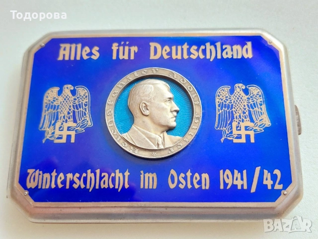 Изключително рядка сребърна табакера с емайл и с лика на фюрера, снимка 5 - Антикварни и старинни предмети - 51951100