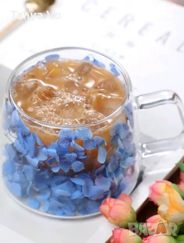 Стъклена Термо Чаша с Двойно Дъно и Естествени Сухи Цветя , снимка 2 - Чаши - 47923373