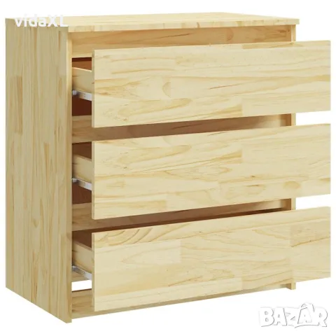 vidaXL Нощно шкафче, 60x36x64 см, бор масив, снимка 6 - Шкафове - 56147775