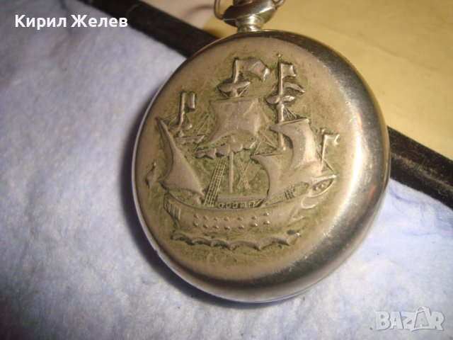 МОЛНИЯ с ПЛАТНОХОД КОРАБЧЕ Стар РУСКИ МЕХАНИЧЕН ДЖОБЕН ЧАСОВНИК СДЕЛАНО в СССР РАБОТЕЩ 28164, снимка 8 - Джобни - 37349367