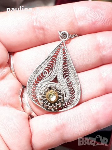 Винтидж / Сребърен масивен медальон / колие - Берковски филигран проба 925 , снимка 3 - Колиета, медальони, синджири - 29395607