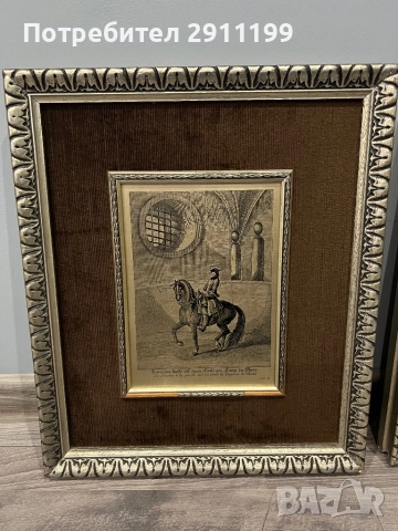 Картина, гравюра с конник, 2бр., снимка 2 - Картини - 52108201