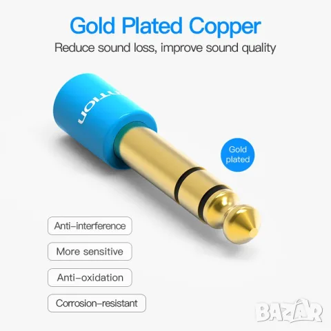 Vention Аудио Адаптер 6.5mm Stereo M към 3.5mm Stereo F, снимка 4 - Кабели и адаптери - 55942930