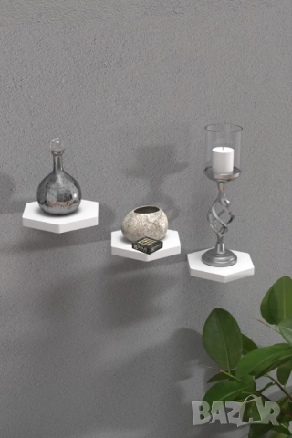 Рафтчета за стена/Комплект от 3 шестоъгълни етажерки за стена 5 цвята