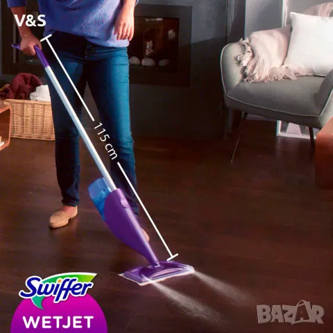 Моп SWIFFER WET JET комплект за почистване на паркет и ламинат, снимка 8 - Мопове, кофи, четки и метли - 48309723
