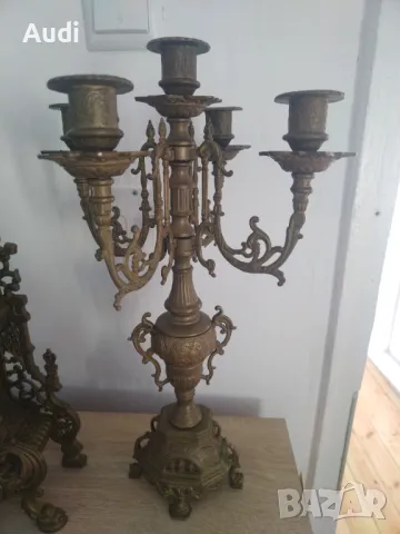 Комплект каминен часовник с два свещеника. , снимка 5 - Колекции - 48917253