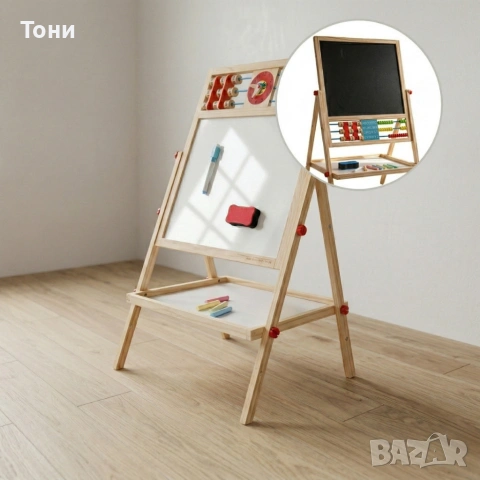 Мултифункционална образователна детска дъска с дървена рамка – за писане, рисуване и обучение, снимка 9 - Други - 54139965