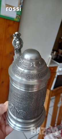 Vintage. Нова. Немска калаена халба Lindenwirtin 650 мл., снимка 6 - Антикварни и старинни предмети - 51644847