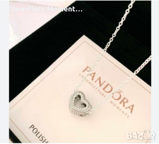 Сребърнен талисман Пандора Pandora Snake Chain Pattern Open Heart, снимка 6 - Гривни - 35082523