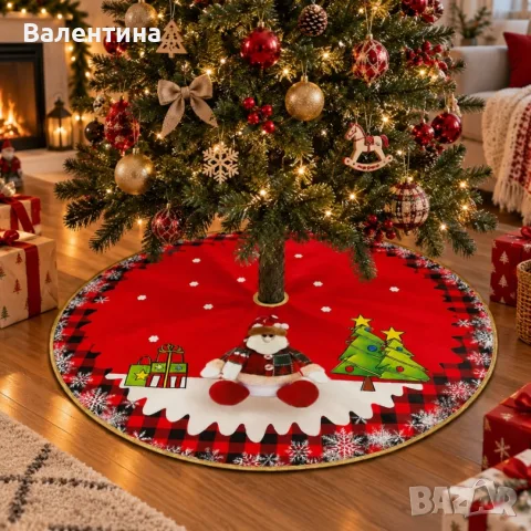 Кръгла коледна постелка за елха 80 см, снимка 2 - Пътеки - 56444104