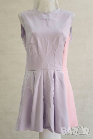Светлолилава къса рокля с розов елемент Soleil - L, снимка 1 - Рокли - 42793802