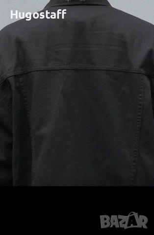 Ново мъжко карго дънково яке риза черно военни джобове деним памук XХЛ, снимка 4 - Якета - 52635123