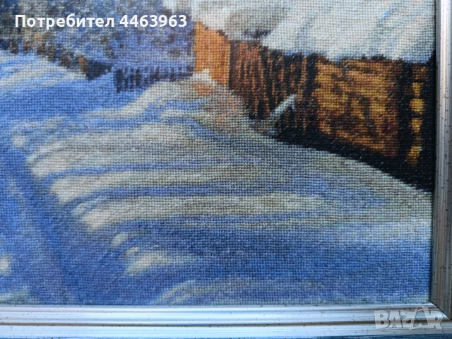 гоблен ,,Утрото след Коледа", 32/22 см, снимка 7 - Гоблени - 51278802