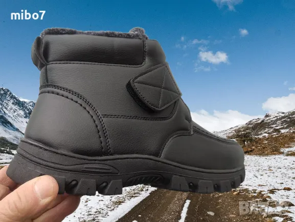 Мъжки зимни боти с лепенка велкро и цип., снимка 4 - Мъжки боти - 48445449